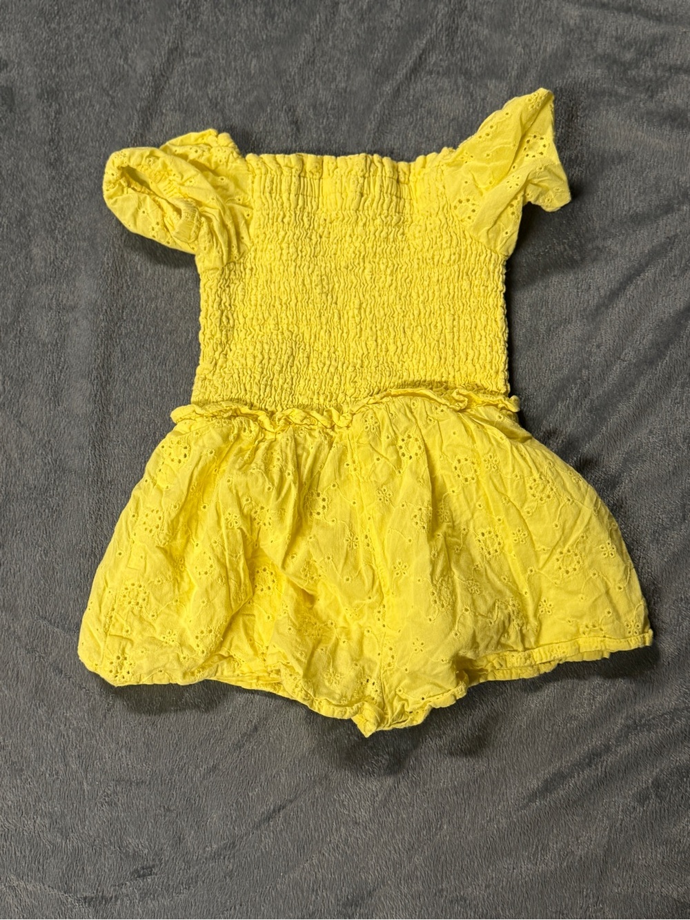 Seed Heritage Yellow Eyelet Smocked Romper